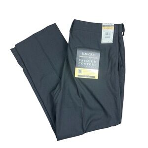 HAGGAR Mens‎ 36x29 Premium Comfort Stretch Classic Fit Solid Pleated Dress Pants